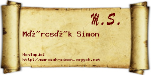 Márcsák Simon névjegykártya